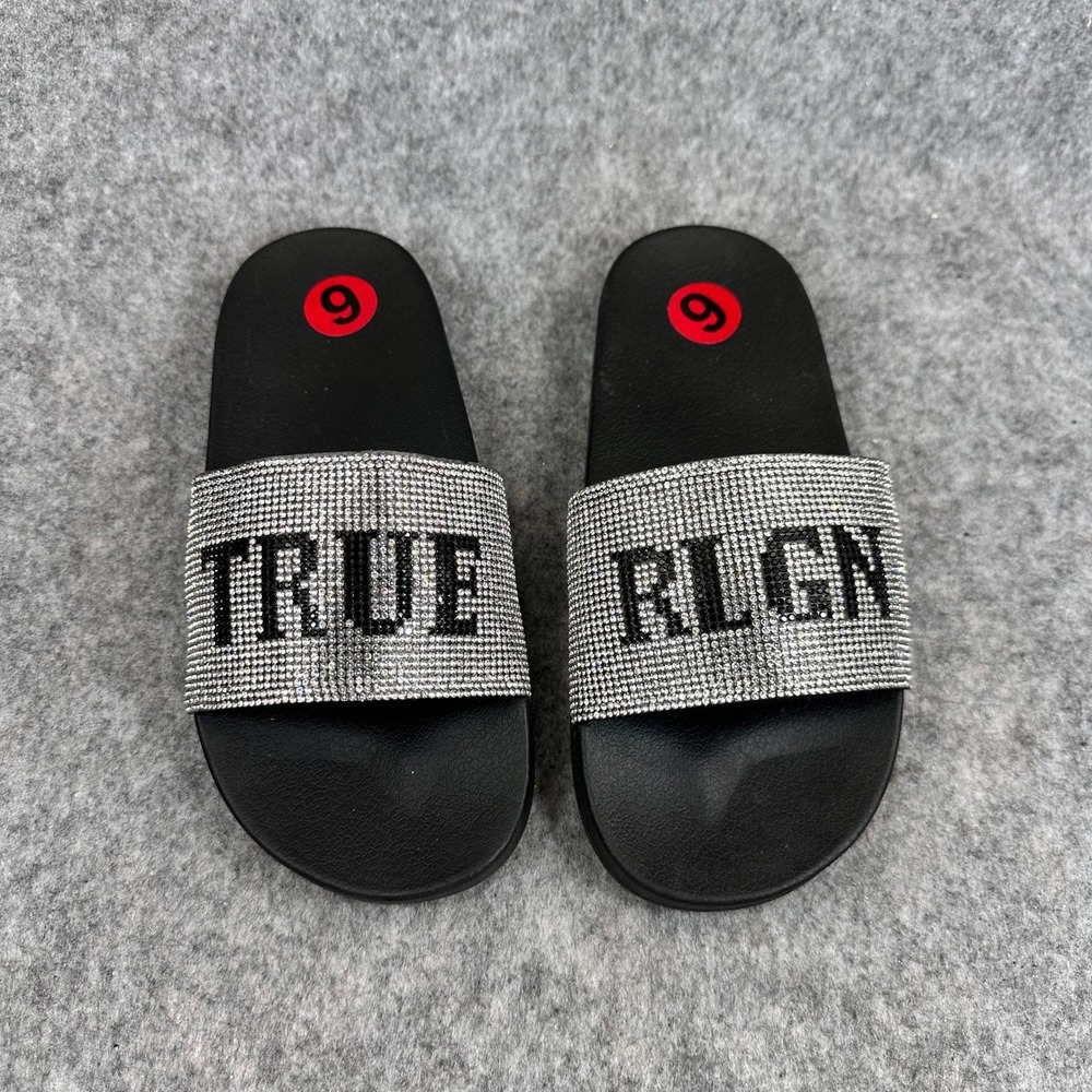 True Religion Meyer Pool Slides Womens Black Logo Sandals Slip On Size 6 - Picture 14 of 14